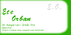 ete orban business card