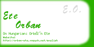 ete orban business card